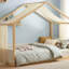 Lit simple à baldaquin avec panneaux latéraux rembourrés en velours, auvent en gaze respirante, base de lit plateforme à rembourrage doux, lit moderne à assemblage facile pour la chambre à coucher, chambre d'amis-499788039