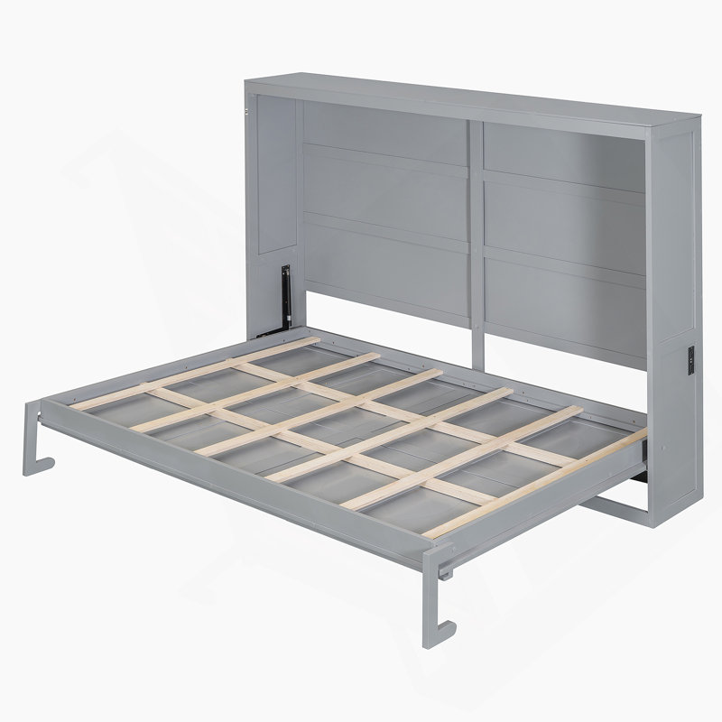 Lit escamotable Woden, Gris, Grand lit