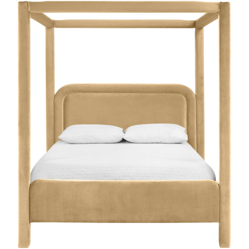 Lit tapissier Salina, Double, Velours brun clair