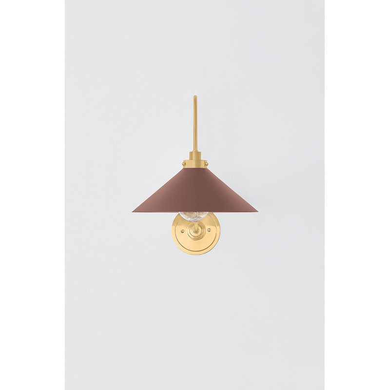 Clivedon Wall Sconce in Aged Brass and Soft Crimson by Mark D. Sikes, Red