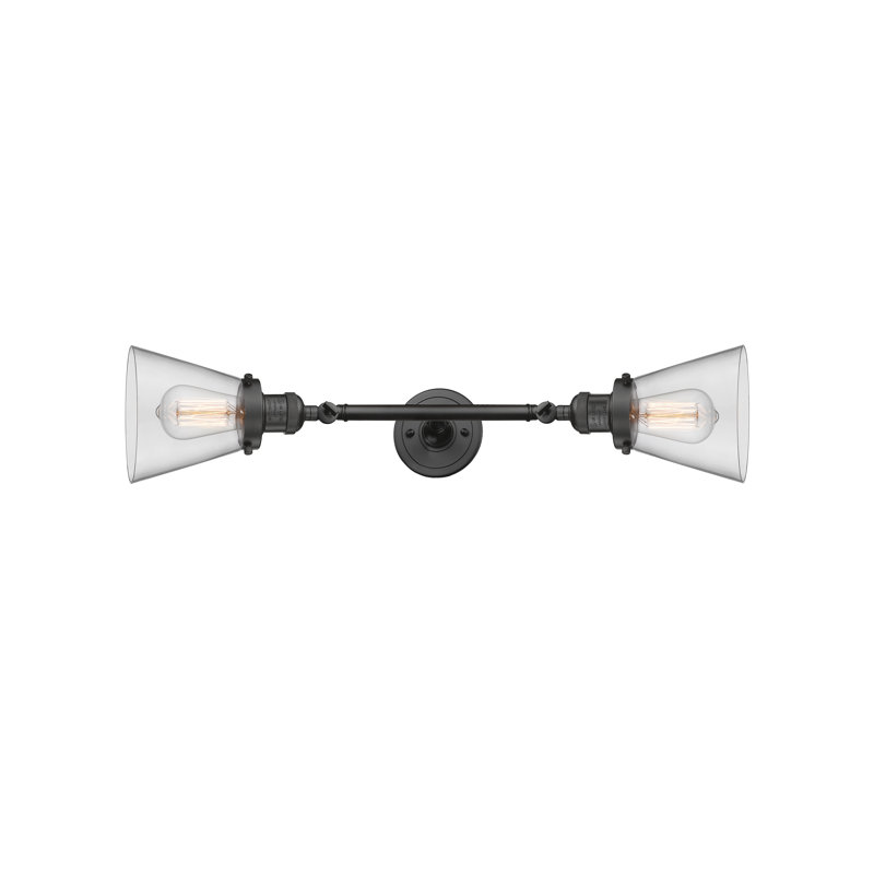 Cone 2 Light Tiltable Bath Vanity Light, 6 Watt Vinage LED Bulb, Oil Rubbed Bronze, Clear