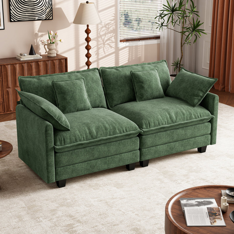 Canapé modulaire en chenille George, Vert
