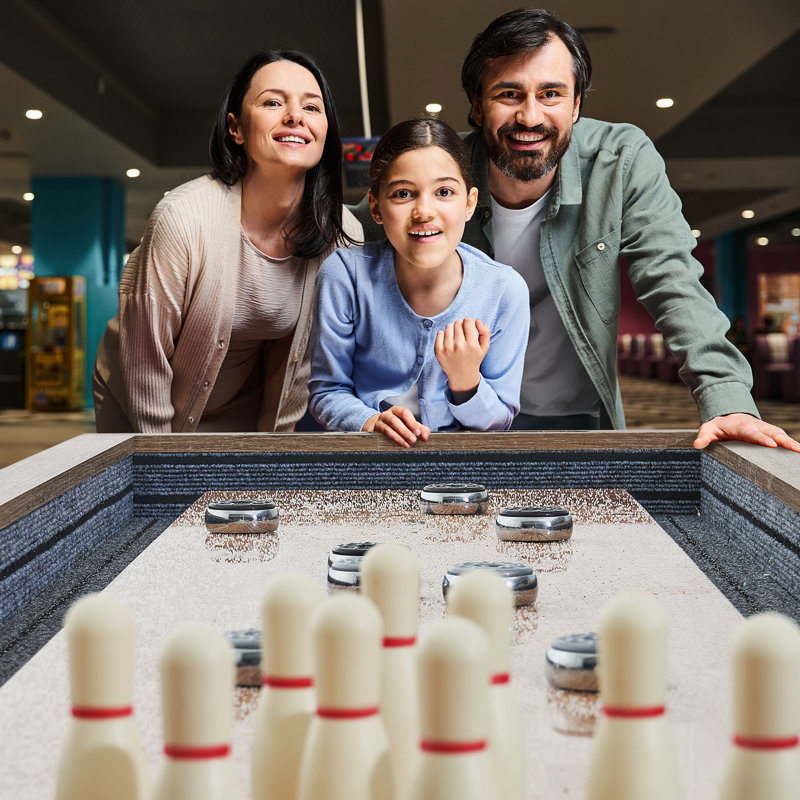 Table de jeu de palets 2 en 1 et jeu de quilles, H 8 po x l 110 po x P 29 po