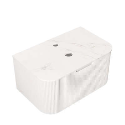 Armoire de salle de bain murale moderne 30 po avec comptoir en pierre frittée blanche, un tiroir, couleur, rembourrage en contreplaqué, profondeur de 29,52 po, largeur de 18,48 po, hauteur de 14,92 po, poids de 68,3 lb, style sans drain