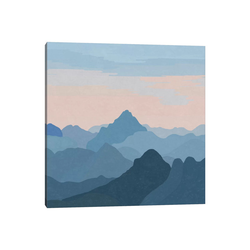 Pastel Sunset Over Blue Mountains by Alisa Galitsyna - Wrapped Canvas Print, 30.48 cm H x 30.48 cm W
