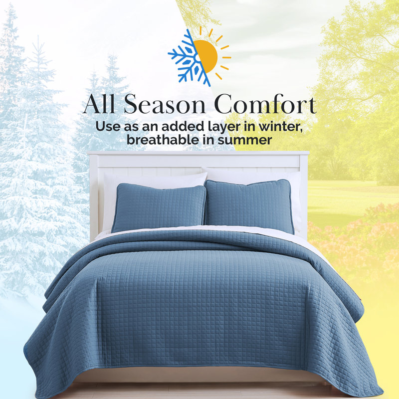 Southshore Fine Linens Vilano Oversized Quilt Set, Double-Brushed Microfiber Lightweight Quilted Bedding and 2 King Pillow Shams, King/California King, Coronet Blue