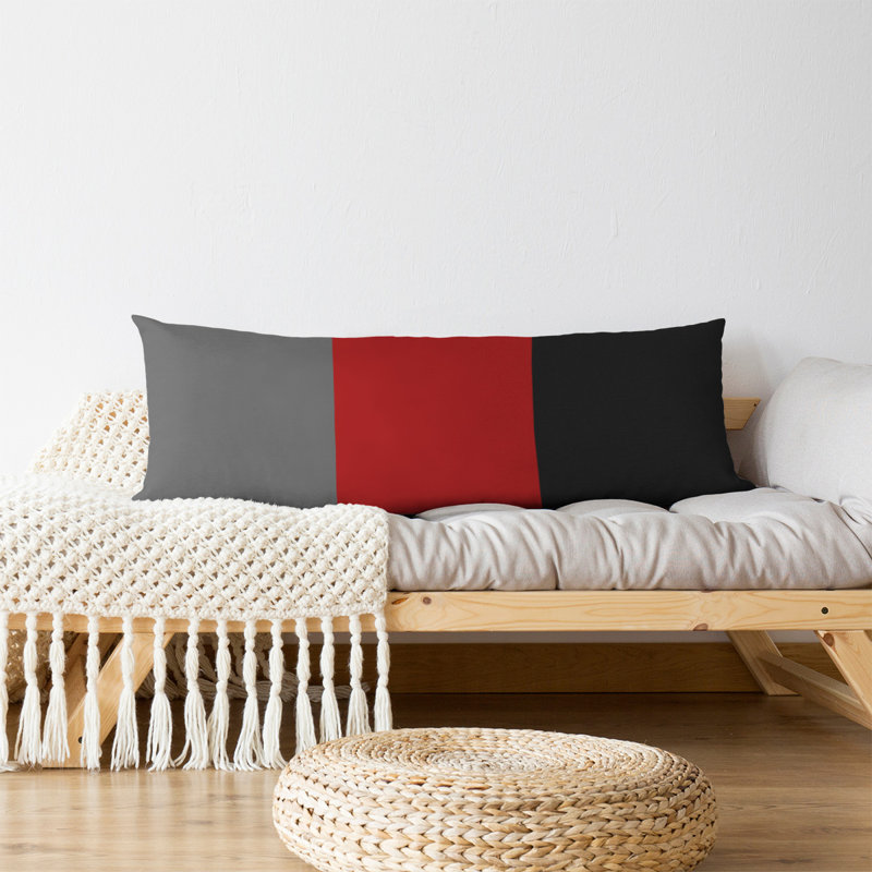Addison Polyester Medium Pillow, Gray/Scarlet/Black