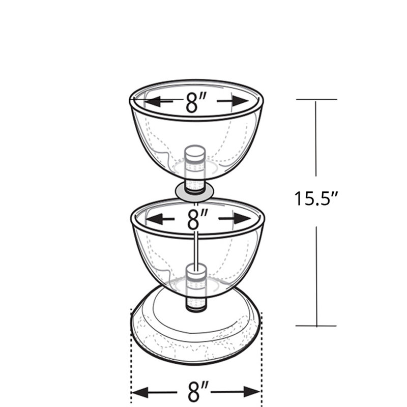 Clear Polycarbonate Two-Tier Round Bowl Display Rack