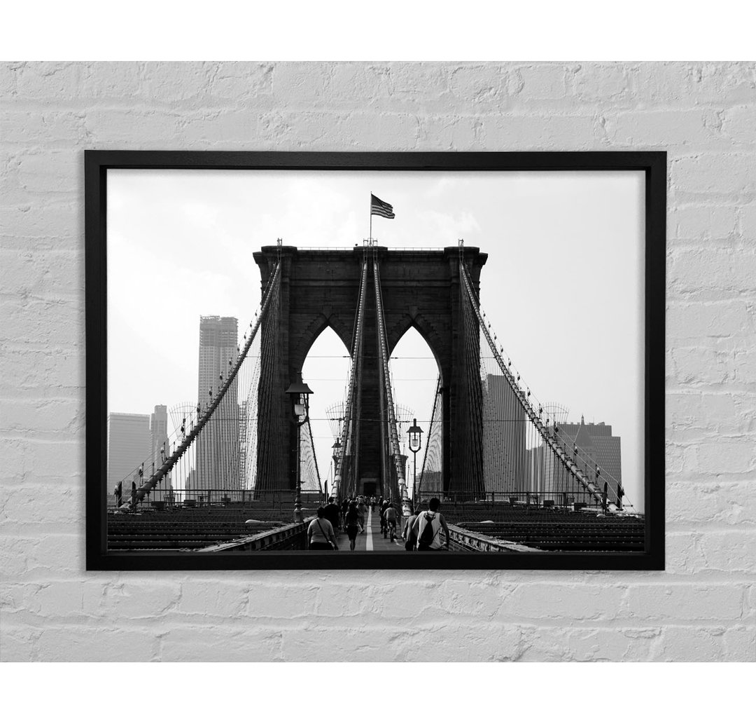 Mit dem Fahrrad in die Stadt durch die Brooklyn Bridge - Einzelne Bilderrahmen Kunstdrucke auf Leinwand