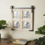 Wooden 4 Slot Brown Wall Photo Frame with Metal Accent