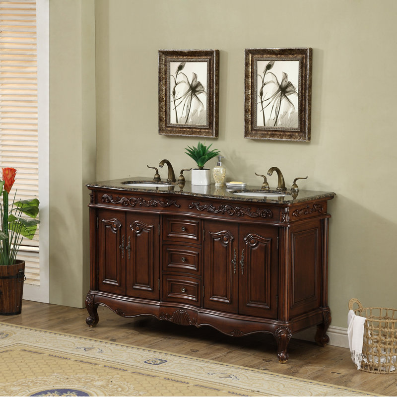 60'' Double Bathroom Vanity with Granite Top