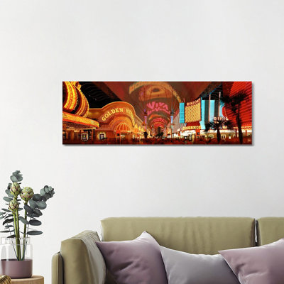 Fremont Street Experience Las Vegas NV USA by Panoramic Images - Wrapped Canvas Panoramic Print