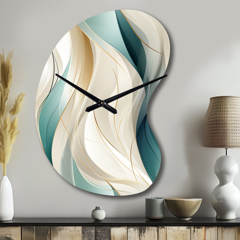 Subdued Elegance - Abstract Unique Shape Metal Wall Clock, Modern Freeform Wall Clock Print, Small