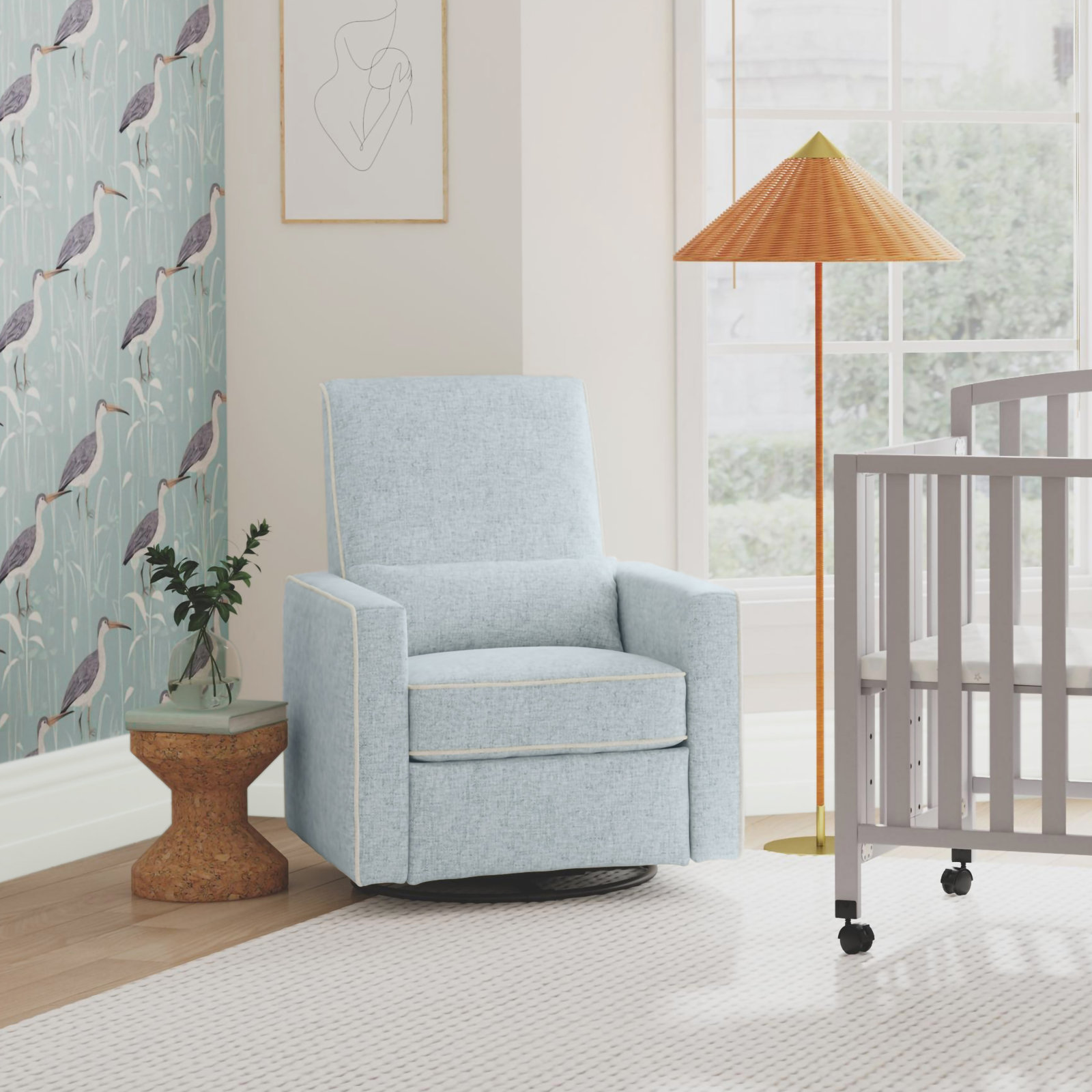 Piper Swivel Reclining Glider, Heathered Blue
