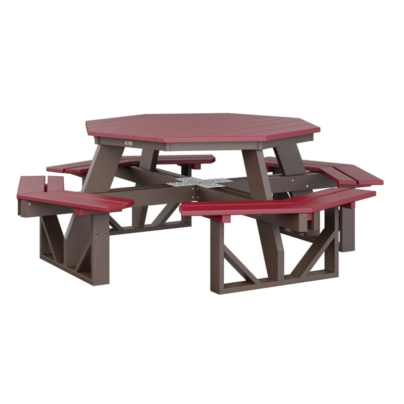Table de pique-nique Ada, Scarlet Red Top/Chocolate Brown Base