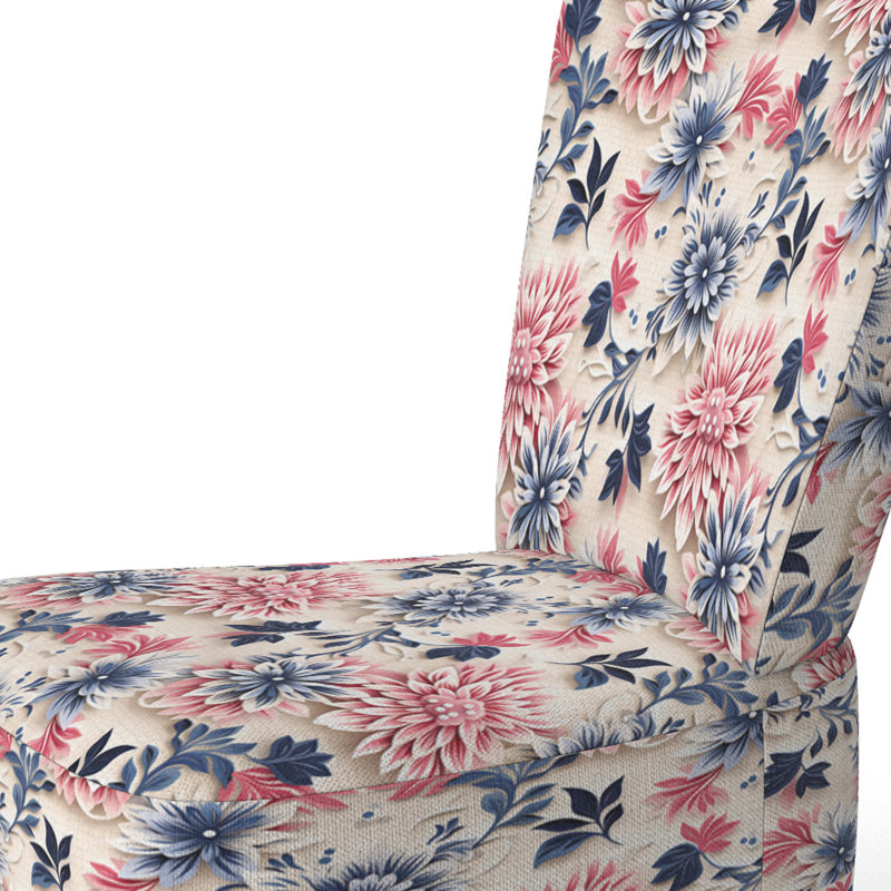 Chaise d'appoint rembourrée bleu, rose et blanc