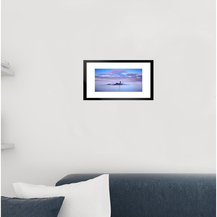 Latitude Run® Fisherman Fly Fishing At Sunrise Photo Photograph Matted Framed  Art Wall Decor 26X20