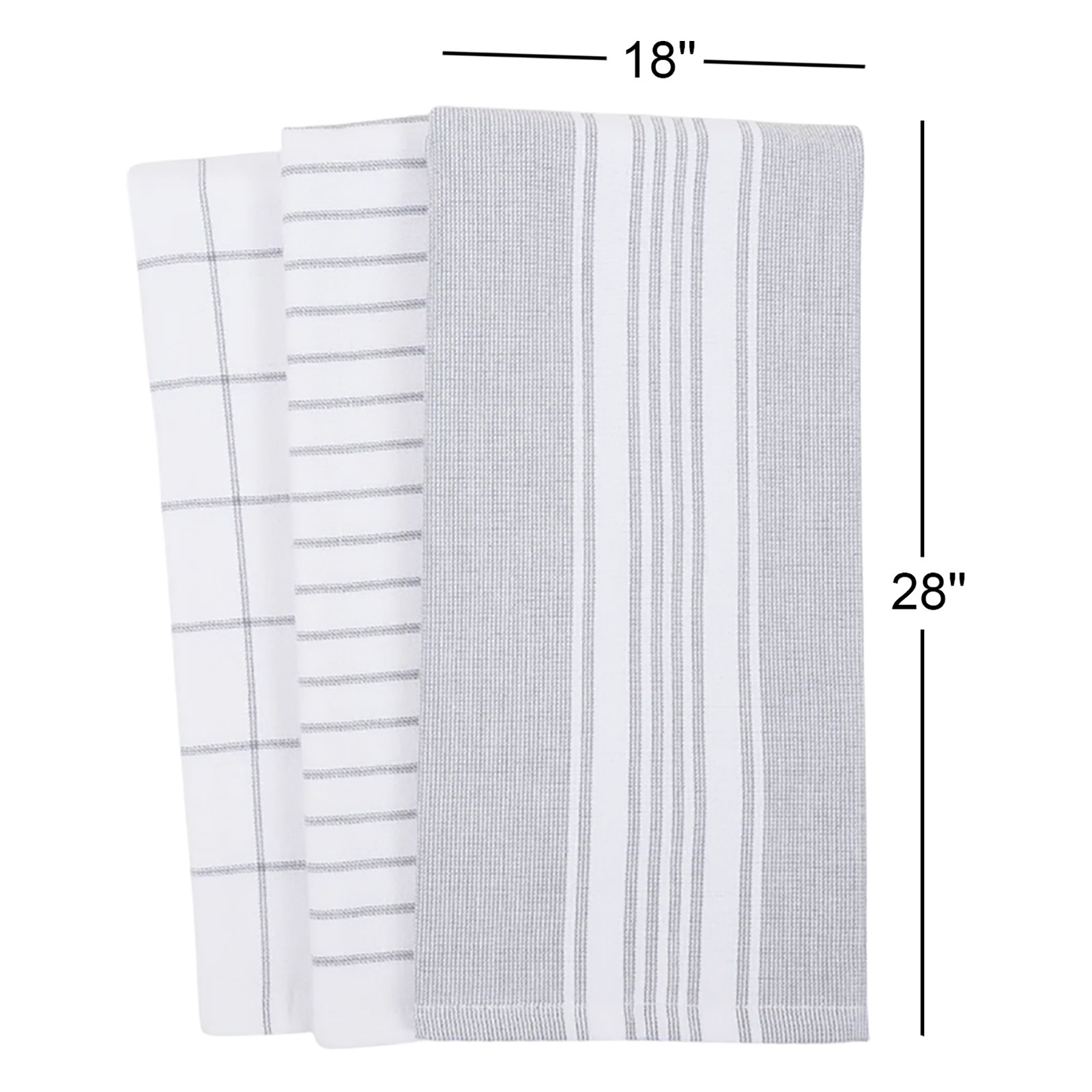 Damali Stripe Kitchen Towel Linen Set, Gray