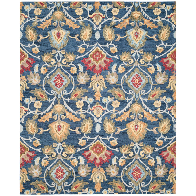 Tapis bleu marine en laine touffeté à la main Ferrera