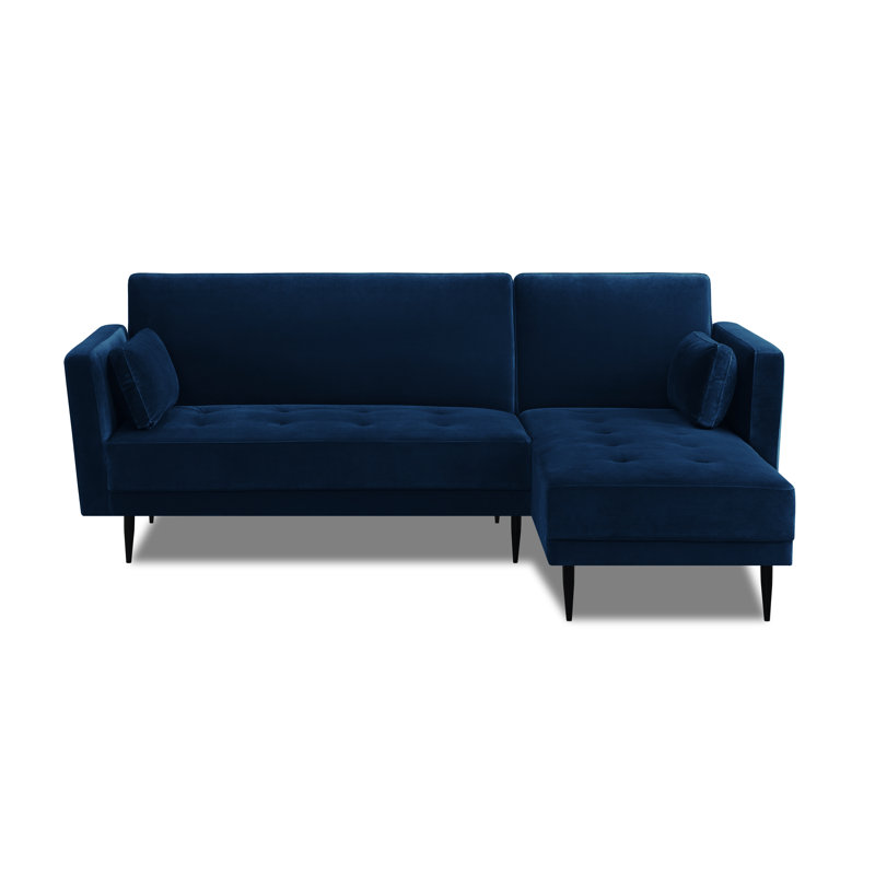 Brutus Velvety Reversible Corner Sofa Bed, Midnight Blue