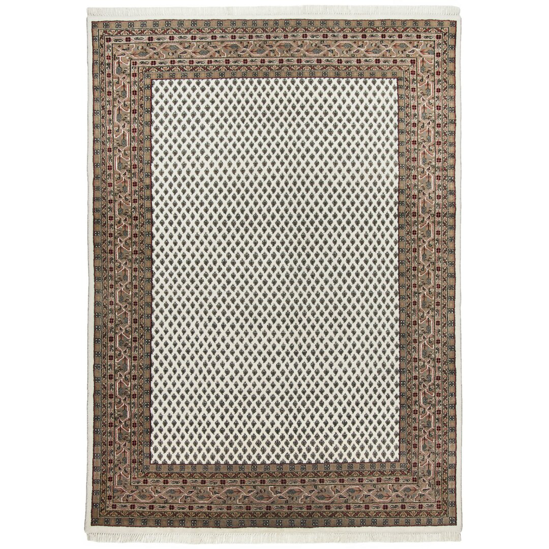 Handgefertigter Teppich Panipat aus Wolle in Beige