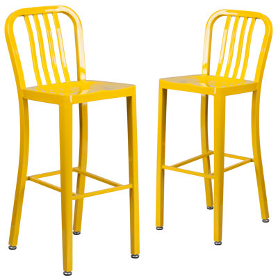 Commercial Grade Metal Indoor-Outdoor Stool with Vertical Slat Back