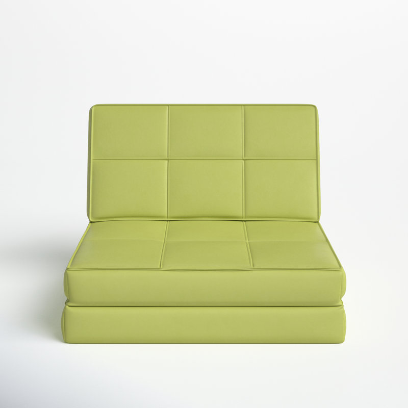 Avita 29.1'' Upholstered Convertible Chair, Green Faux Leather