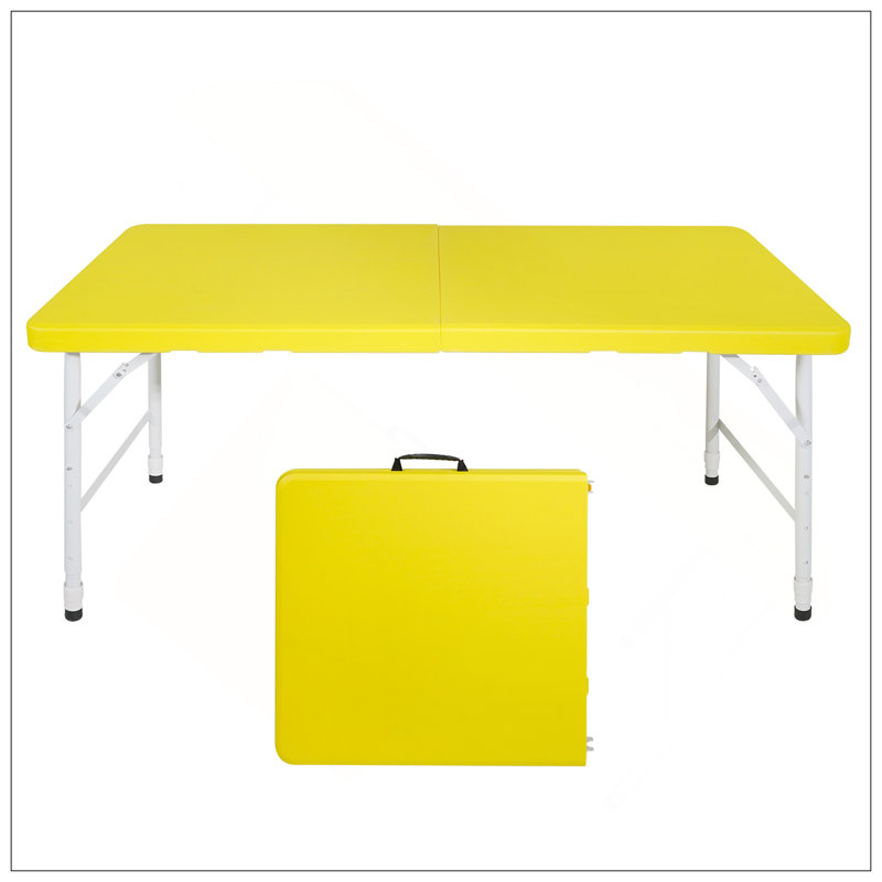 Table pliante portative jaune 4 pi 4 po poids pliable intérieur et extérieur 135 kg