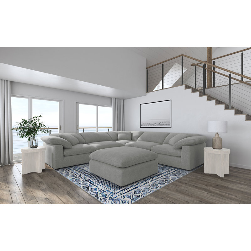 Canapé modulaire avec repose-pieds 6 pièces Bukovsko, Boucle gris