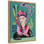 «Frida Kahlo and the Black Cat» par Rachel Lee, 3 oiseaux, reproduction d'art sur toile encadrée