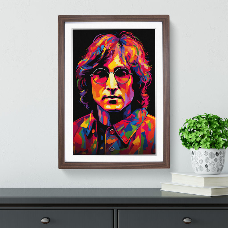 John Lennon Orphism - Single Picture Frame Print on Wood, Walnut Framed, 46cm H x 34cm W x 2cm D