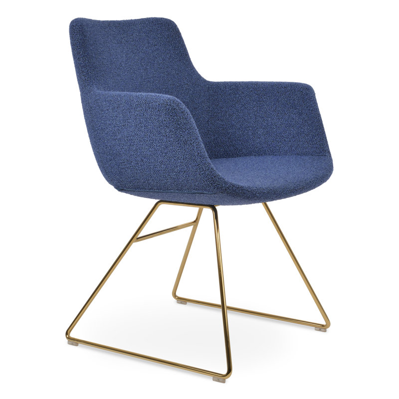 Chaise Bottega, Bleu et noir, Or