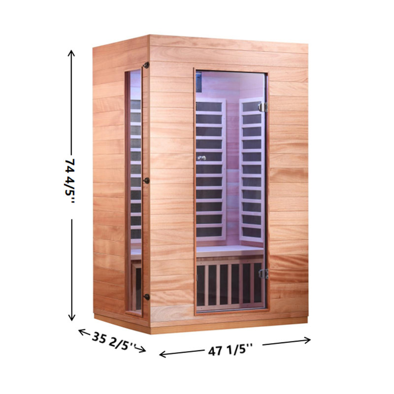 Hongyuan 2-Person Indoor Bluetooth Compatible FAR Infrared Sauna in Okoume & Hemlock