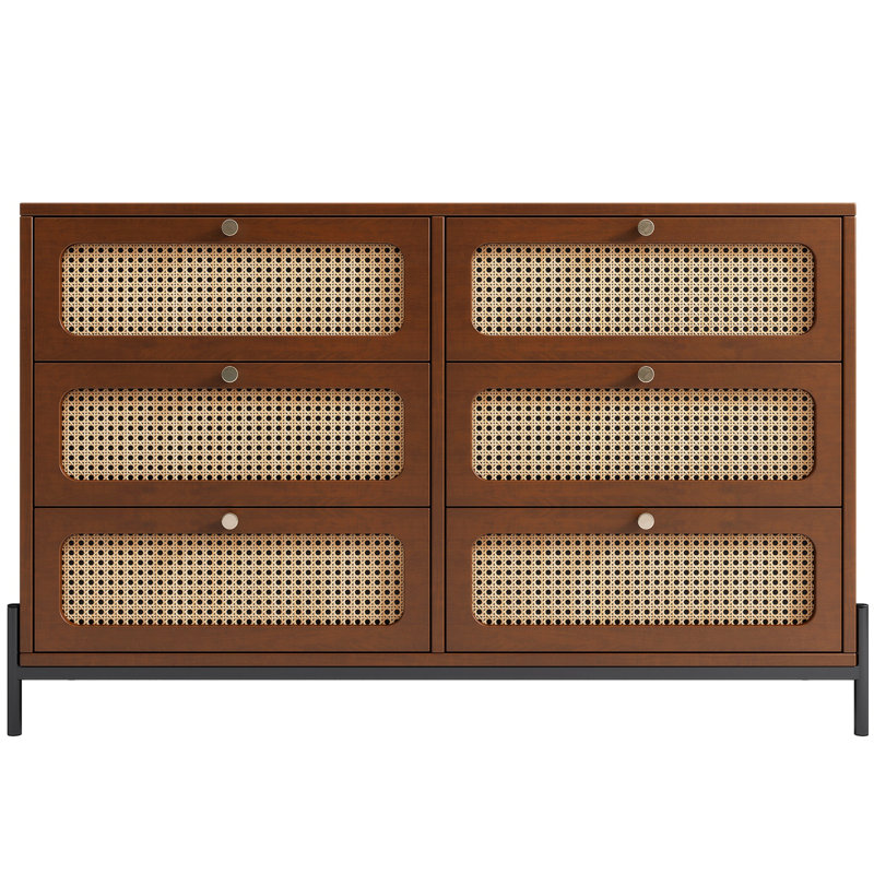 Commode décorative 6 tiroirs Axiel, Noyer
