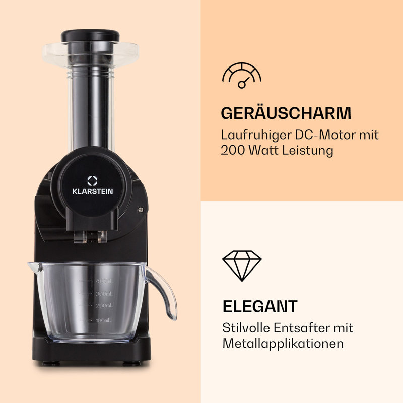Klarstein Electric Slow Masticating & Cold Press Juicer, Black