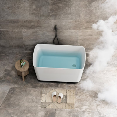49"L X 28"W CUPC Certified Rectangular Freestanding Soaking Acrylic Small Bathtub For Small Space