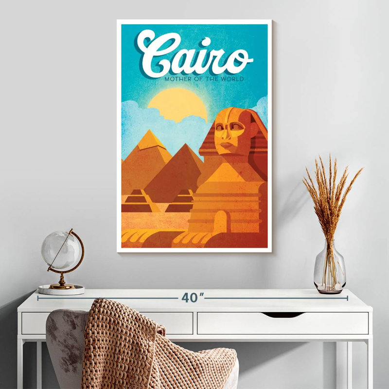 Affiche rétro du Caire, H 30 po x l 20 po