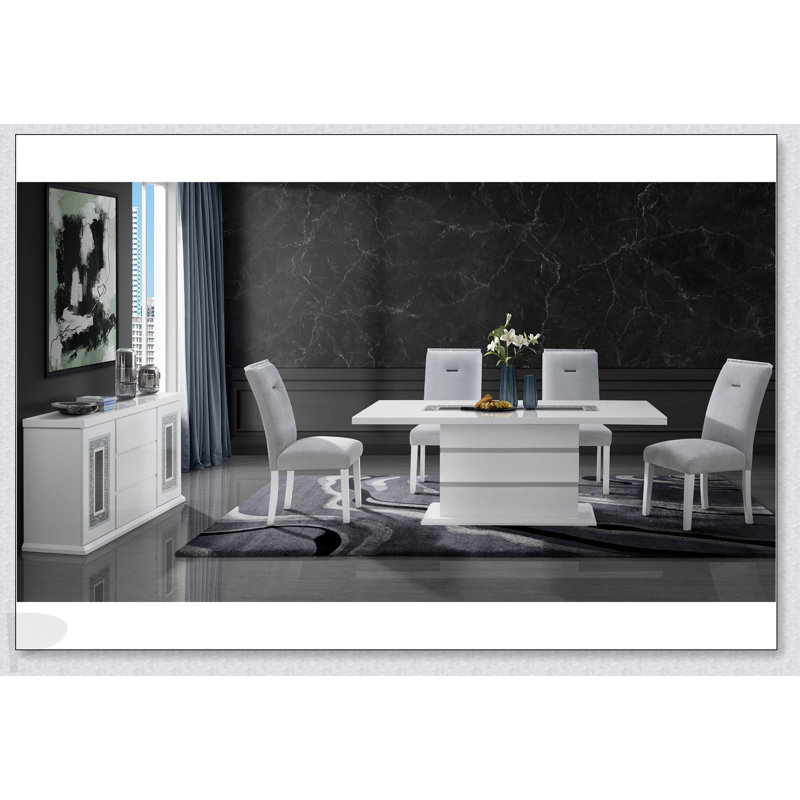 Table de salle à manger Ariya, H 30,7 po x L 78,7 po x l 39,4 po, Blanc