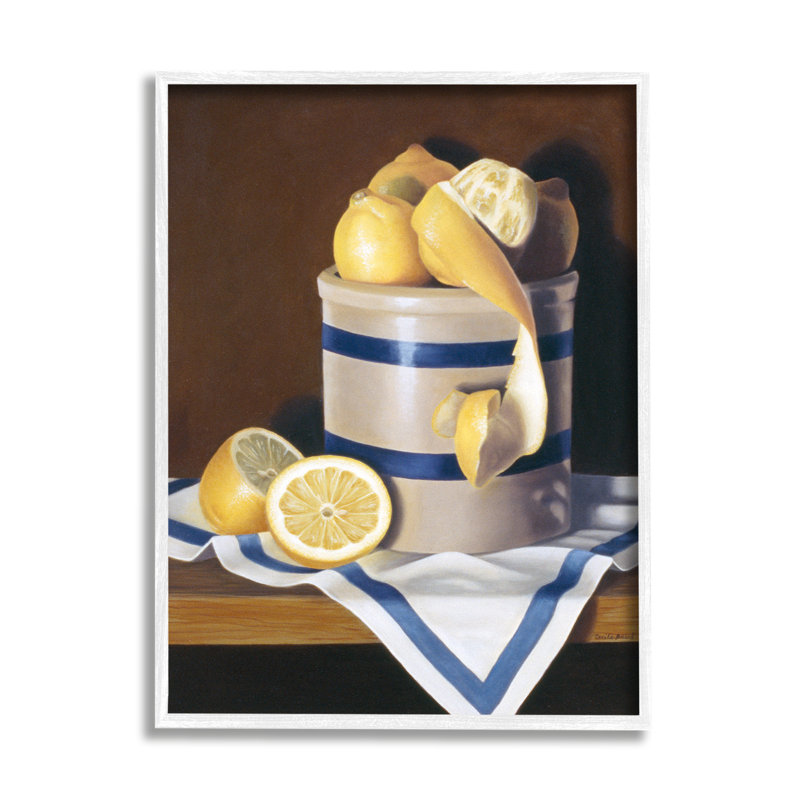 «Realistic Country Lemon Peel Jar Still-Life» par Cecile Baird - impression d'art graphique, H 14 po x l 11 po x P 1,5 po