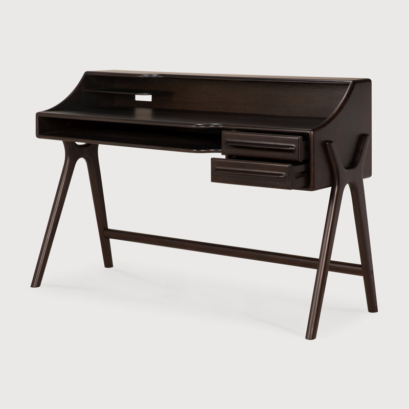 Flow desk - varnished mahogany - rose brown - 2 drawers - rectangular, Rose Brown