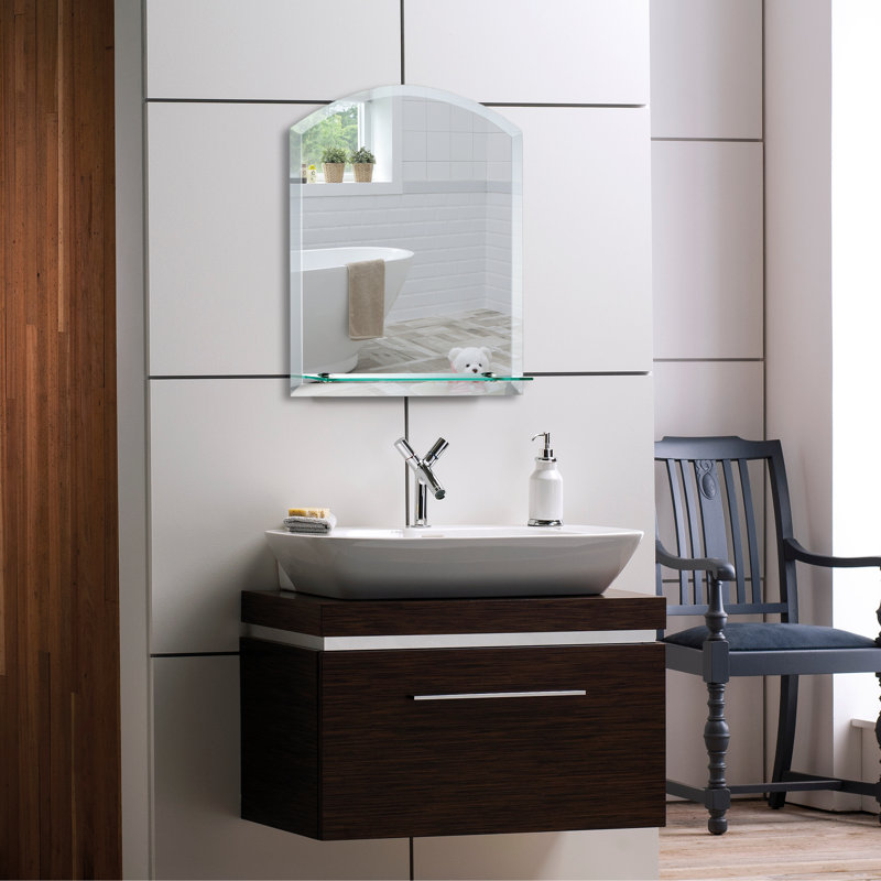 Selph Flat Wall Mirror with Shelves, 50cm x 40cm