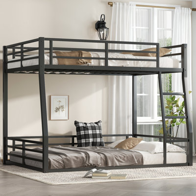 Metal Bunk Bed for Teens & Adults, Heavy-Duty Frame, Space-Saving, Noise-Reduced, No Box Spring, Black