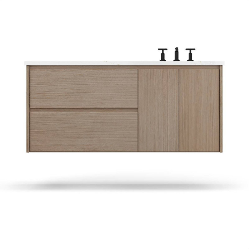 Gilded Single Left/Right Bath Floating Vanity, Natural Weathered, 42"