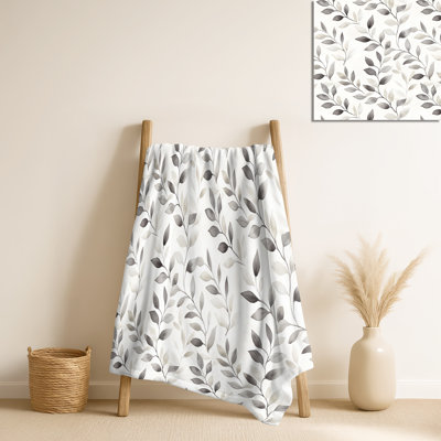 Wabi Leaves I - couverture en molleton d'inspiration orientale, jeté chaud Coastal