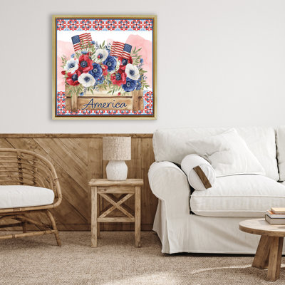 Patriotic Poppies Bouquet Floating Frame, design by Nicole DeCamp