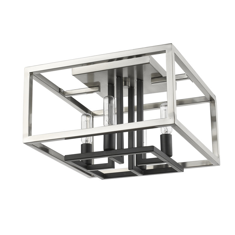 Bedsworth Steel Flush Mount, Brushed Nickel/Black