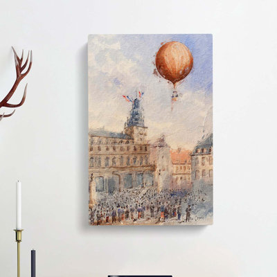 Hot Air Balloon Above Paris by Camille Gravis - Wrapped Canvas