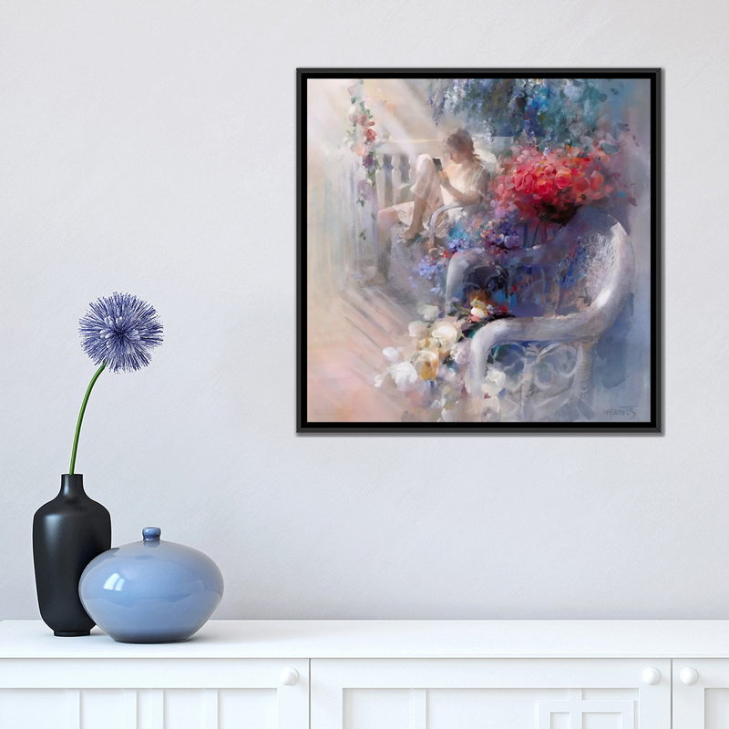 « matinée silence », impression sur toile, H 18 po x l 18 po x P 1,5 po, Toile avec cadre noir, Pas de tapis