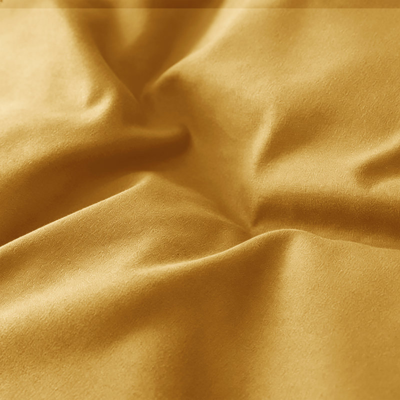 Plain Dyed Microfiber Duvet Cover Set with Pillowcases (3-Piece), Double Duvet + 2 Additional Pieces, Ochre