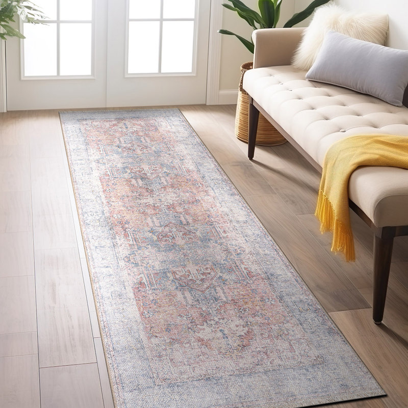 Vintage Transitional Boho Machine Washable Area Rug, Runner 2'6" x 10'